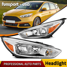 FOR 2015-2018 FORD FOCUS CHROME HOUSING AMBER CORNER HEADLIGHTS HEADLAMPS PAIR picture