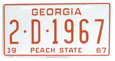 1967 Reproduction Georgia license plate, white with red letters picture