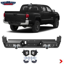 Steel Rear Bumper For 2016-2023 Toyota Tacoma w/ Sensor Hole+2*LED Lights D-Ring picture