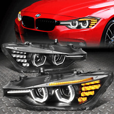 [3D LED U-HALO DRL]FOR 12-16 BMW 3-SERIES F30 F31 PROJECTOR HEADLIGHT LAMP BLACK picture