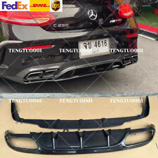 Carbon Fibe W/ Fins Rear Bumper Diffuser For Benz W205 C63 C63S AMG Coupe 15-18 picture