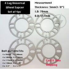 4Pc Wheel Spacers 3mm Universal For 4x98 4x100 4x108 4x110 4x114.3 4x120 4x130 picture