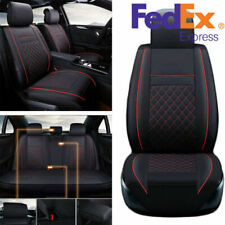 1 Set Car Seat Cover Cushion Protector Black + Red Lattice PU Leather Anti-slip picture