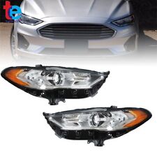 Pair Halogen Headlamp w/LED DRL For 2017-2019 Ford Fusion Headlight Chrome RH+LH picture