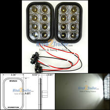 (2) 8 LED TecNiq Rectangular Clear/White Reverse Utility Light Grommet mount USA picture