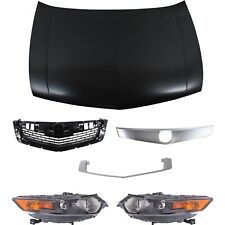 Hood Kit For 2009-2010 Acura TSX Front Sedan With Headlight and Grille 6Pc picture