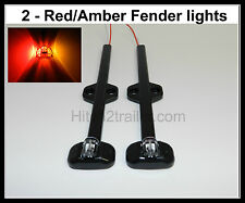 (2) Tecniq LED Red/Amber Trailer fender marker light Black clearance USA picture