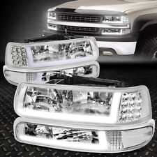 [LED DRL]For 99-02 Chevy Silverado 1500 2500 HD Headlight+Bumper Lamps Chrome picture