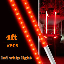 Pair 4FT LED Whip Lighted Antenna w/ Flag  RED for ATV UTV Buggy Polaris Offroad picture