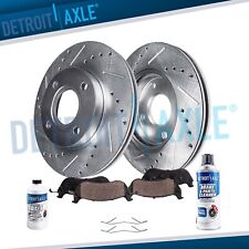 Front Drilled Brakes Rotor + Ceramic Brake Pad for 2005 - 2007 Ford Focus No SVT picture