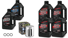 Maxima Synthetic 20W50 3 Hole Oil Change Kit Chrome Filter Harley Twin Cam 99-17 picture
