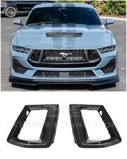 For 24-Up Ford Mustang GT DRY CARBON FIBER Front Upper Grille Cover Insert Pair picture