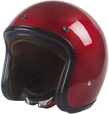 Vintage 1970’s Mark Open Face Motorcycle Helmet Red Metal Flake Glitter Retro picture