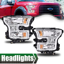 Fit For 15-17 Ford F-150 Clear Lens Chrome Housing Headlights Headlamps LH RH  picture