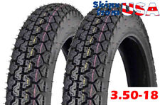 SET OF TWO: Tire 3.50-18 Motorcycle Scooter Moped Street Front/Rear Performance picture