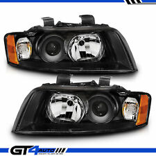 Fit 2002-2005 Audi A4/S4 Black Replacement Projector Headlights Pair LH+RH picture