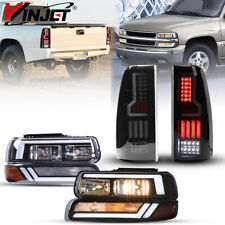 2 Pair Headlights+Smoke Tail Lights For 1999-2002 Chevy Silverado 1500 2500 3500 picture