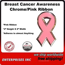 Pink Ribbon Breast Cancer Awareness Decal Emblem Adheres Almost Anywhere 4