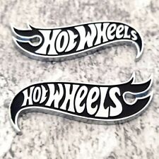 3D Metal Silver & Black Hot Wheels Fender Lid Hood Badges Hotwheels Decal Emblem picture