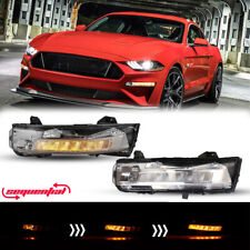 Clear LED For 2018 2019 2020-2023 Ford Mustang Fog Lights w/ DRL Squential Lamps picture