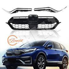 Front Bumper Honeycomb Grille & Chrome Trim Decor Strip For 2020-2022 Honda CR-V picture