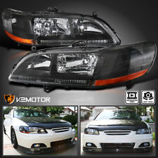 Fits 1998-2002 Honda Accord 2/4Dr Black Headlights Headlamps Left+Right 98-02 picture