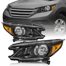 For 2012 2013 2014 Honda CR-V Black Amber Corner Headlights Lamps Pair 12-14 picture
