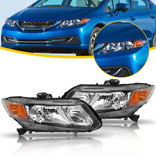 Left+Right Pair Headlamps For 2012-15 Honda Civic Sedan Headlights Black Housing picture