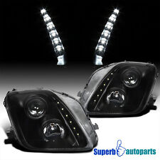 Fits 1997-2001 Honda Prelude Black Projector Headlights LED Strip 97-01 picture