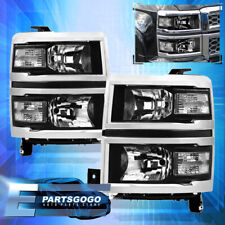 For 14-15 Chevy Silverado 1500 Pickup Black Clear Headlights Lamps Left & Right picture