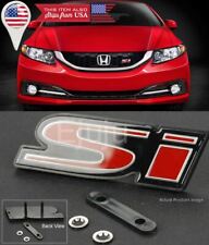 OE ABS Front SI S-i Black Red Grill Emblem Nameplate Logo Badge for Honda Civic picture