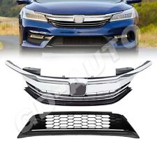 For 2016 2017 Honda Accord Sedan 4D Front Bumper Grille Grill Upper Lower Kit picture