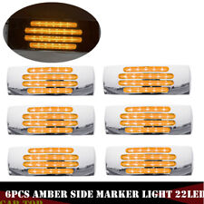 6x Amber Thin Side Marker Lights Clearance 22 LED Chrome for Freightliner 12V picture