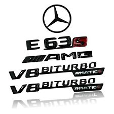 E63S AMG V8 BITURBO Rear Star Emblem Gloss Black Badge Combo Set Mercedes W213 picture