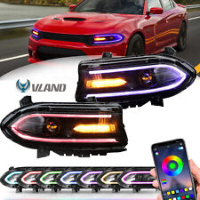 2* LED Projector Headlights RGB Color Change Lamps For 2015-2023 Dodge Charger picture