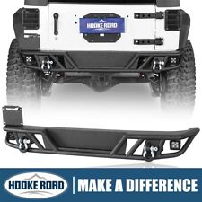 Hooke Road Steel Tubular Rear Bumper w/Hitch Receiver for 07-18 Wrangler Jeep JK picture