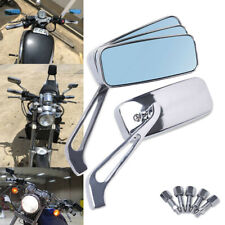 Chrome Rectangle Motorcycle Rearview Side Mirrors For Harley Honda Suzuki Yamaha picture