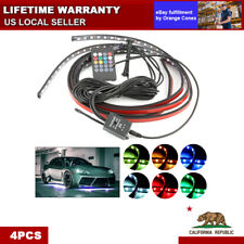4 Pcs RGB 48 LED Strip Under Car Tube Underglow Underbody System Neon Light Kits picture