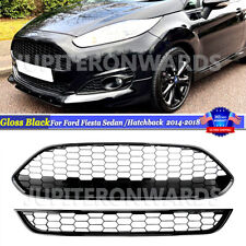 Glossy Black ST Style Front Bumper Upper+Lower Grilles For Ford Fiesta 2014-2018 picture