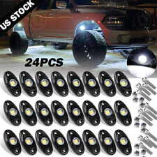 24Pcs White LED Rock Light Pods Underbody Glow Lamp Offroad SUV Pickup Truck UTV picture