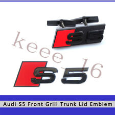 Audi S5 Front Grill Trunk Emblem Gloss Black for S5 A5 Honeycomb Grille Badge picture