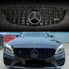 Black GT R Style Grille W/Led Emblem For Mercedes Benz C-Class W205 2015-2018 picture