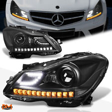 For 12-15 Mercedes C-Class Projector Headlight/Lamp W/3D LED DRL Black Housing picture