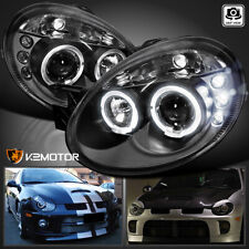 Black Fits 2003-2005 Dodge Neon LED Halo Projector Headlights Lamp Left+Right picture