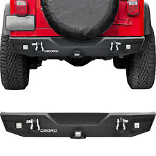 OEDRO Rear Bumper for 1987-2006 Jeep Wrangler YJ TJ w/ LED Lights & D-Rings picture