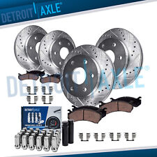 2WD Front Rear Drilled Rotors Brake Pad +24pc Lugnut +key for Tahoe Yukon Astro picture