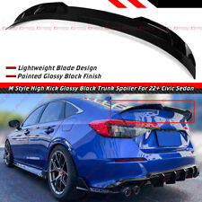 For 2022-2024 Honda Civic Sedan M Style Gloss Black High Kick Trunk Spoiler Wing picture