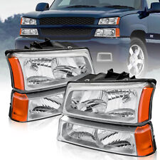 Pair Chrome Headlights Assembly For 2003-2006 Chevy Silverado Avalance 1500 2500 picture