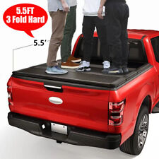 For 15-20 Ford F150 5.5ft Hard Bed Fiberglass Tri-Fold Tonneau Cover W/LED picture