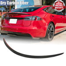 For Tesla Model S Sedan 2012-2023 Dry Carbon Fiber Rear Trunk Spoiler Wing Lip picture